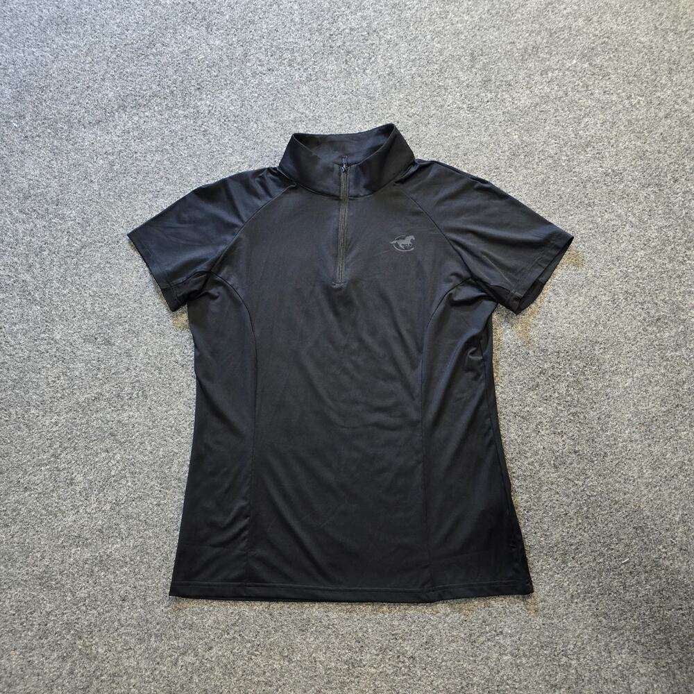 Piper Top Womens Medium Black Zip Short Sleeve Vented Performance Horse Riding